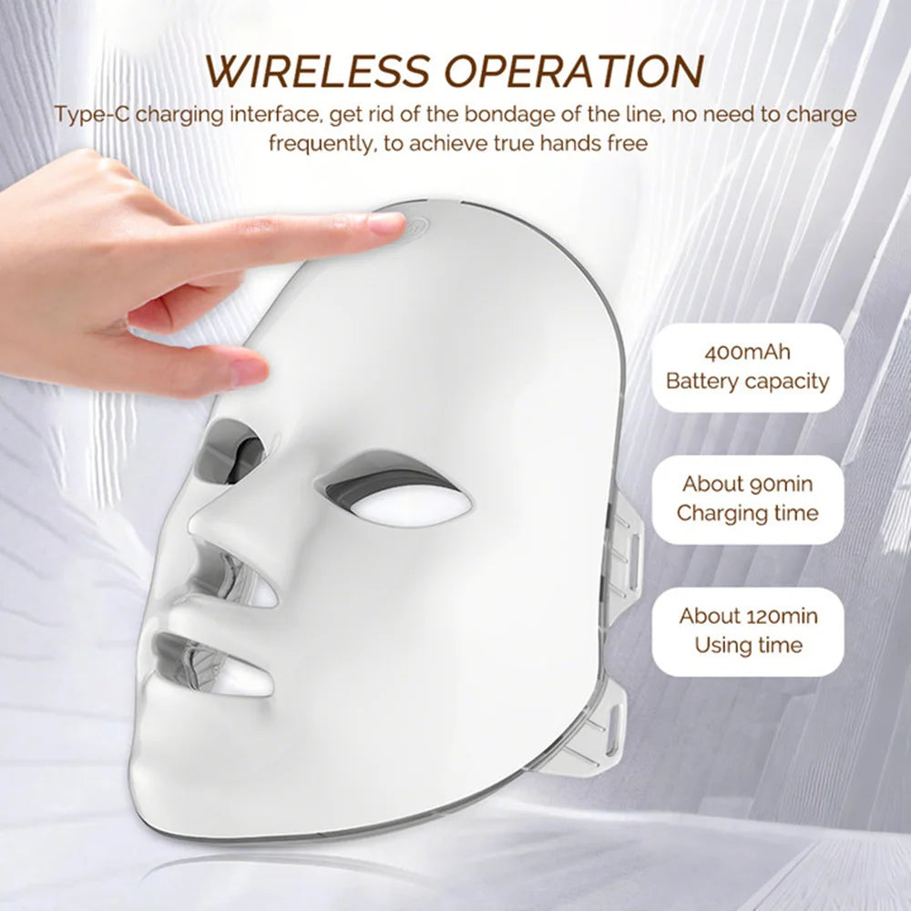 7 Colors Photon Facial LED Mask Red Light Anti-Wrinkle Rejuvenation Skin Care LED Face Mask Beauty SPA Ance Repair Skin Brighten