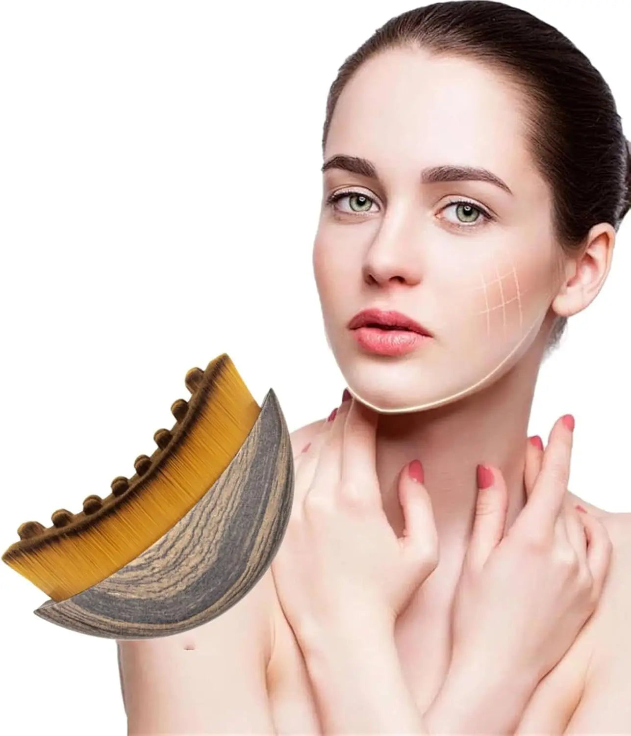 Lymphatic Contour Face Brush Dry Brush Lymphatic Drainage Massager For Face Chin & Jawline Sculpting Face Massage Tools