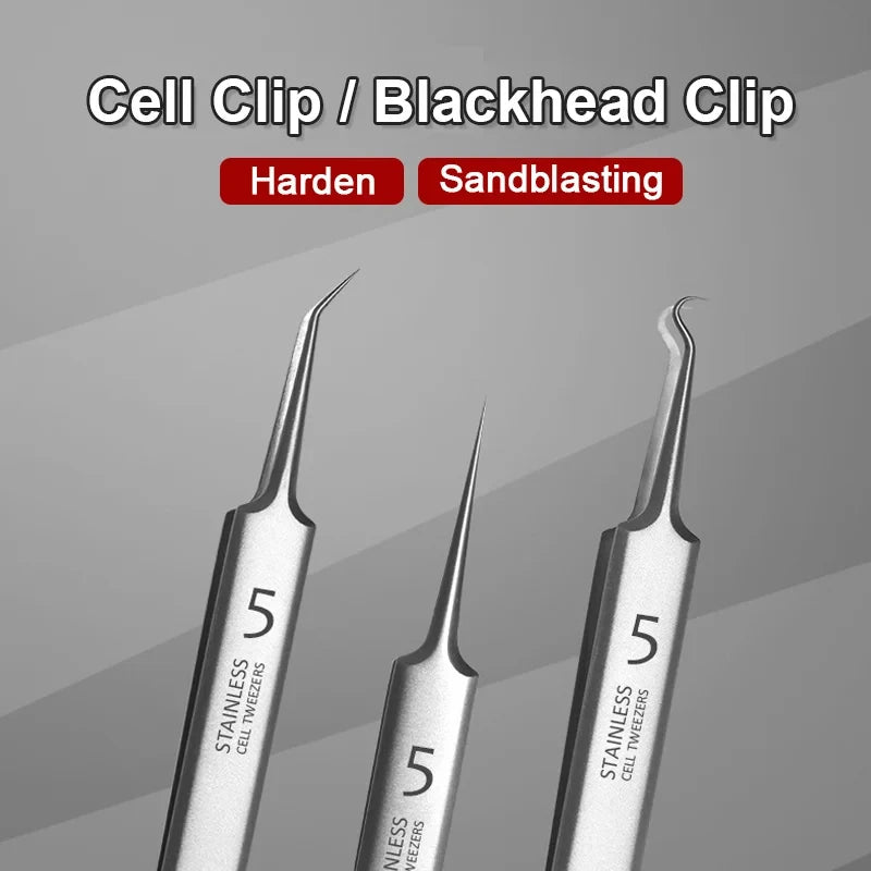German Ultra-fine No. 5 Cell Pimples Blackhead Clip Tweezers Beauty Salon Special Scraping & Closing Artifact Acne Needle Tools