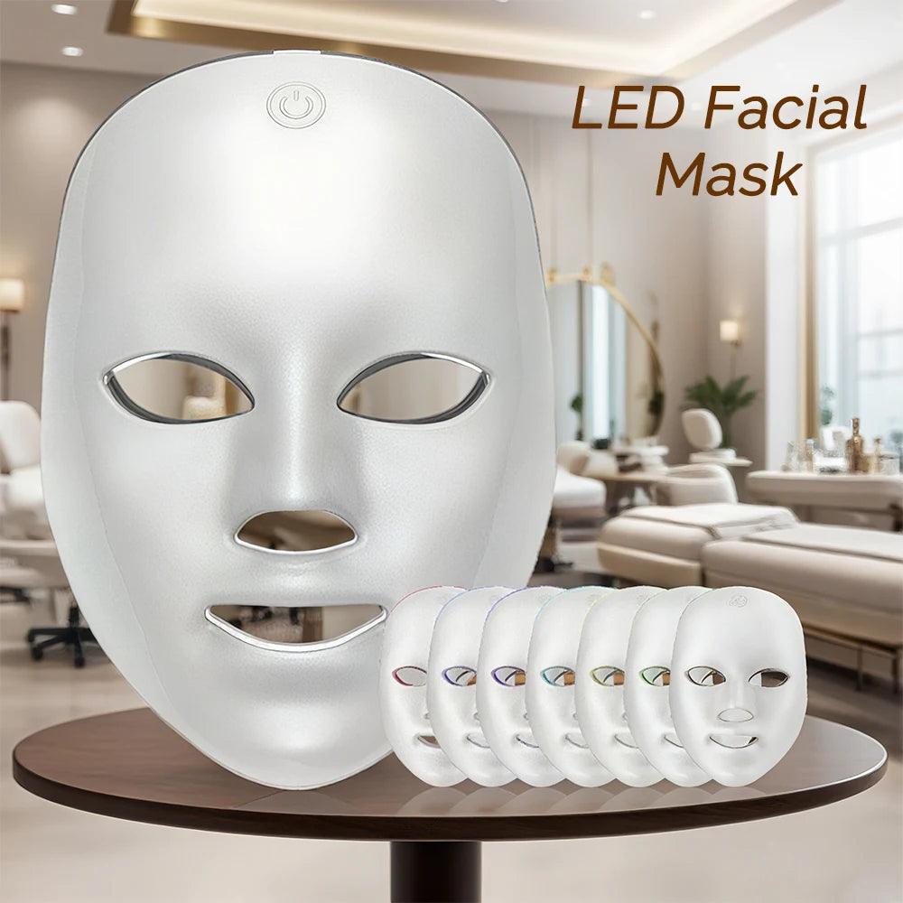 7 Colors Photon Facial LED Mask Red Light Anti-Wrinkle Rejuvenation Skin Care LED Face Mask Beauty SPA Ance Repair Skin Brighten