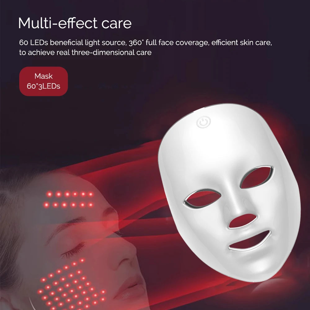 7 Colors Photon Facial LED Mask Red Light Anti-Wrinkle Rejuvenation Skin Care LED Face Mask Beauty SPA Ance Repair Skin Brighten