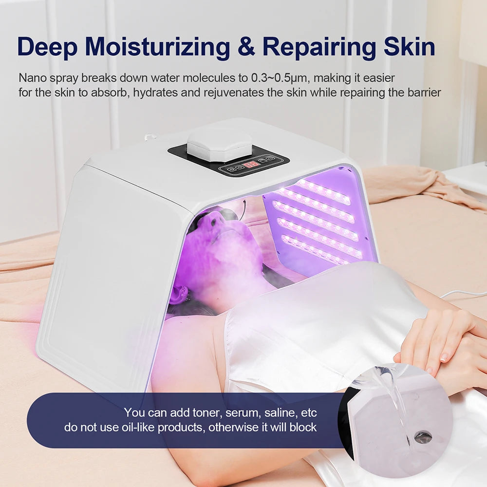 7 Colors LED Photon Machine With Nano Spray Beauty Salon Home Use Face Body LED Mask PDT Machine Skin Hydrating SPA Skin Care